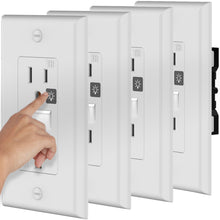 将图片加载到图库查看器,SOZULAMP Guide Light Wall Outlets with Night Light-Easy to Install,Automatic On/Off Sensor-15 Amp White Decorator Tamper Resistant Receptacle-Illuminated TR Socket with Wallplate(4Pack,Warm White LED)…