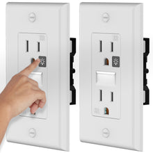 将图片加载到图库查看器，SOZULAMP Guide Light Wall Outlets with Night Light-Easy to Install,Automatic On/Off Sensor-15 Amp White Decorator Tamper Resistant Receptacle-Illuminated TR Socket with Wallplate(4Pack,Warm White LED)…
